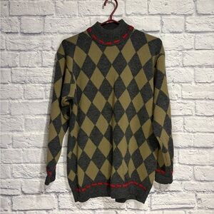 Argyle Sweater - Express x Alfred Sung Wool Blend Medium